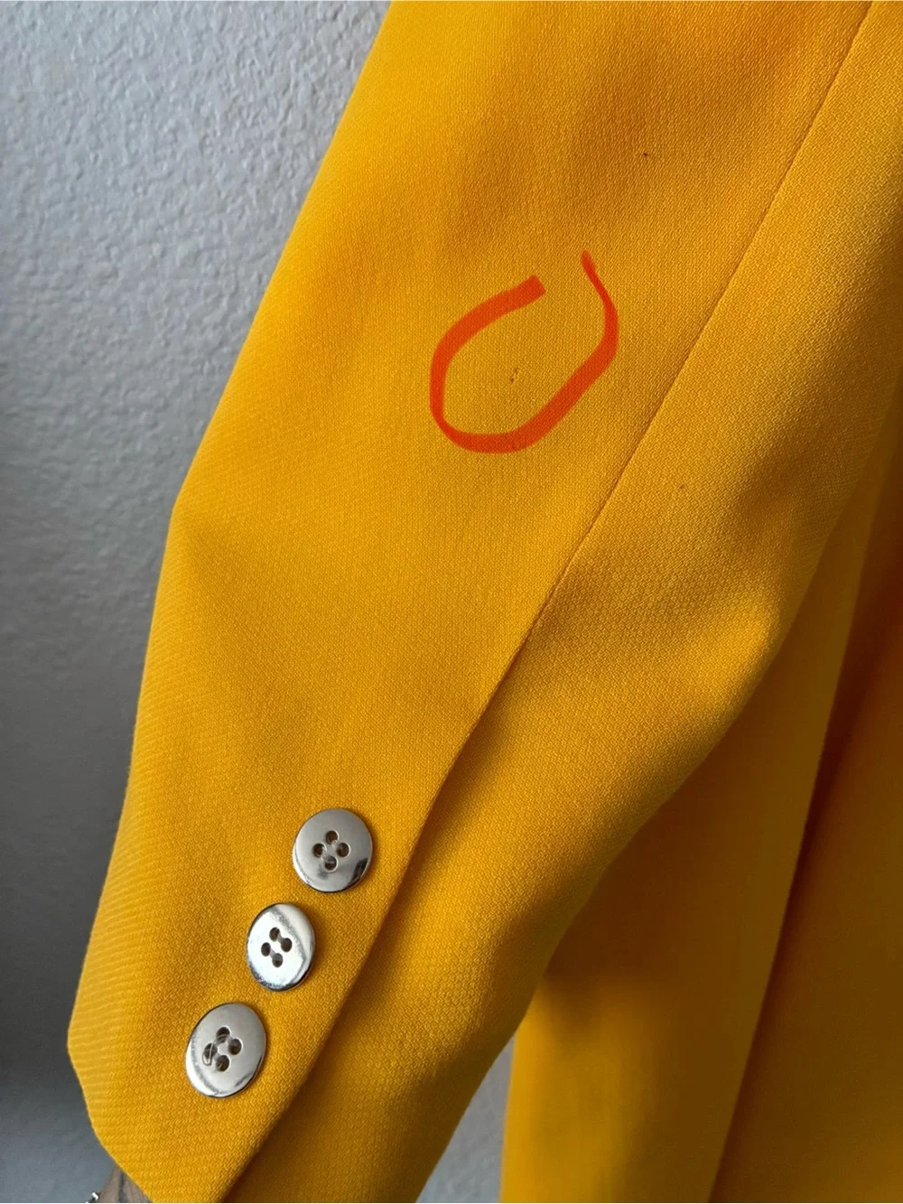 VTG 90s Ellen Tracy 12 Bright YL 💯 Wool Double-Breasted Blazer Silver Buttons